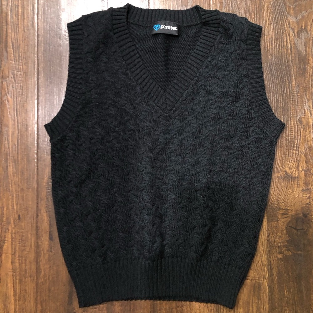 NWOT Vintage Panther Cable Knit Pullover Sweater Vest Women’s S Black Union Made